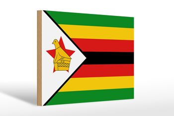 Panneau en bois drapeau du Zimbabwe 30x20cm Drapeau du Zimbabwe 1