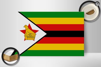 Panneau en bois drapeau du Zimbabwe 30x20cm Drapeau du Zimbabwe 2