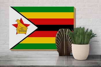 Panneau en bois drapeau du Zimbabwe 30x20cm Drapeau du Zimbabwe 3