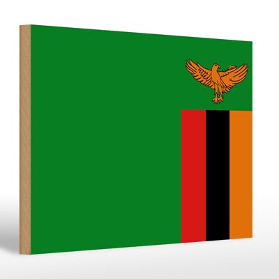 Holzschild Flagge Sambias 30x20cm Flag of Zambia