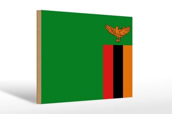 Panneau en bois drapeau de la Zambie 30x20cm Drapeau de la Zambie 1