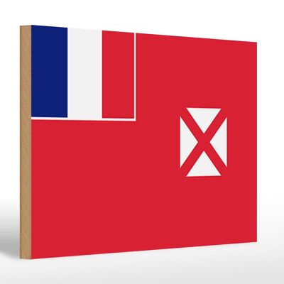 Cartello in legno bandiera Wallis e Futuna 30x20cm Bandiera di Wallis