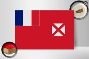 Panneau en bois drapeau Wallis et Futuna 30x20cm Drapeau de Wallis 2