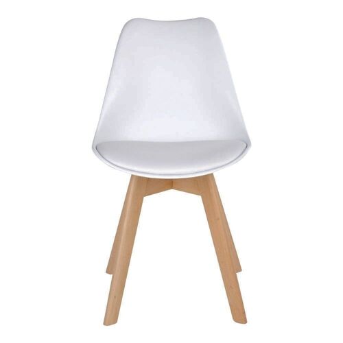Molde Dining Chair - Chair in white with natural wood legs