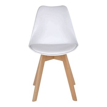 Chaise de salle à manger Molde - Chaise en blanc avec pieds en bois naturel 1