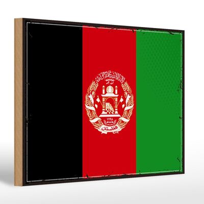 Cartel de madera bandera de Afganistán 30x20cm Retro Afganistán