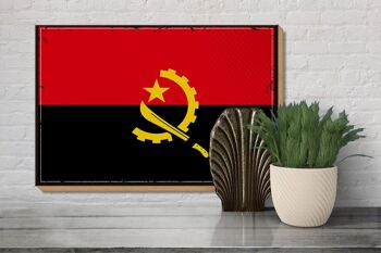 Panneau en bois drapeau de l'Angola 30x20cm Drapeau rétro de l'Angola 3