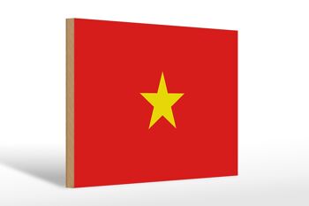 Panneau en bois drapeau du Vietnam 30x20cm Drapeau du Vietnam 1