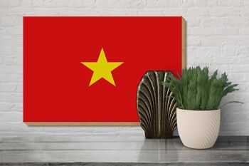 Panneau en bois drapeau du Vietnam 30x20cm Drapeau du Vietnam 3