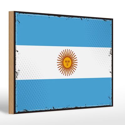 Letrero de madera bandera Argentina 30x20cm Bandera Retro Argentina