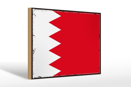 Holzschild Flagge Bahrains 30x20cm Retro Flag of Bahrain