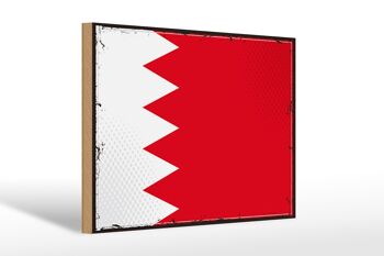 Panneau en bois drapeau de Bahreïn 30x20cm Drapeau rétro de Bahreïn 1