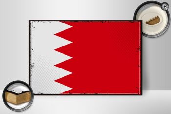 Panneau en bois drapeau de Bahreïn 30x20cm Drapeau rétro de Bahreïn 2