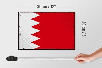 Panneau en bois drapeau de Bahreïn 30x20cm Drapeau rétro de Bahreïn 4