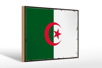 Panneau en bois drapeau de l'Algérie 30x20cm Rétro Drapeau Algérie 1
