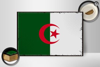 Panneau en bois drapeau de l'Algérie 30x20cm Rétro Drapeau Algérie 2