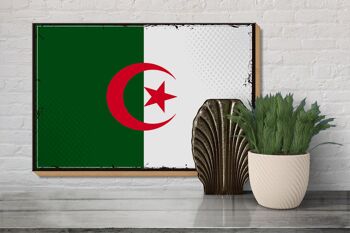 Panneau en bois drapeau de l'Algérie 30x20cm Rétro Drapeau Algérie 3