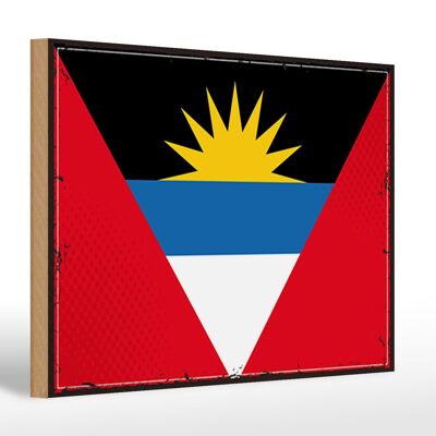 Holzschild Flagge Antigua und Barbuda 30x20cm Retro Flag