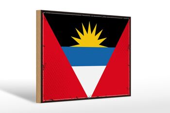 Drapeau panneau en bois Antigua-et-Barbuda 30x20cm drapeau rétro 1