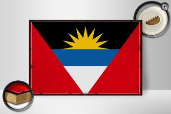 Drapeau panneau en bois Antigua-et-Barbuda 30x20cm drapeau rétro 2