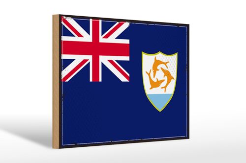 Holzschild Flagge Anguillas 30x20cm Retro Flag of Anguilla