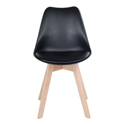Molde Dining Chair - Chair in black with natural wood legs