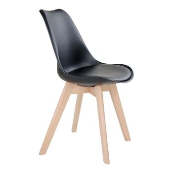 Molde Dining Chair - Chaise en noir avec pieds en bois naturel 2
