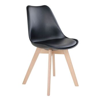 Molde Dining Chair - Chaise en noir avec pieds en bois naturel 4