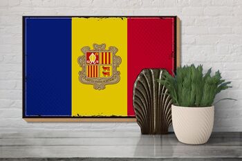 Panneau en bois drapeau d'Andorre 30x20cm Drapeau rétro d'Andorre 3