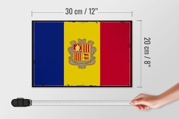 Panneau en bois drapeau d'Andorre 30x20cm Drapeau rétro d'Andorre 4
