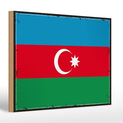 Cartello in legno bandiera Azerbaigian 30x20 cm Retro Azerbaigian