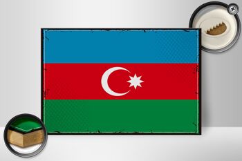 Panneau en bois drapeau Azerbaïdjan 30x20cm Rétro Azerbaïdjan 2