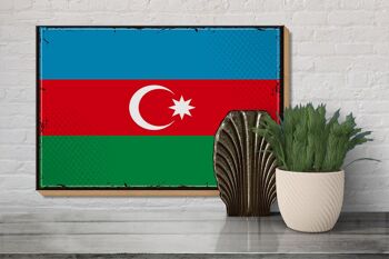 Panneau en bois drapeau Azerbaïdjan 30x20cm Rétro Azerbaïdjan 3