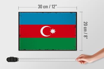 Panneau en bois drapeau Azerbaïdjan 30x20cm Rétro Azerbaïdjan 4