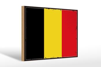 Panneau en bois drapeau de la Belgique 30x20cm Drapeau rétro de la Belgique 1