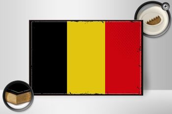 Panneau en bois drapeau de la Belgique 30x20cm Drapeau rétro de la Belgique 2