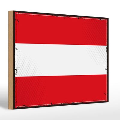 Letrero de madera bandera Austria 30x20cm Bandera Retro de Austria