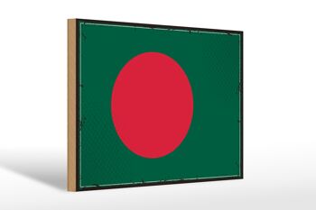 Drapeau en bois Bangladesh 30x20cm Rétro Bangladesh 1