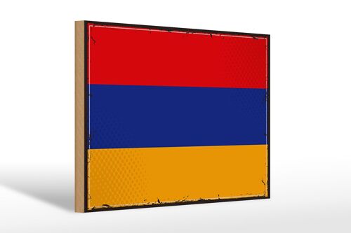Holzschild Flagge Armenien 30x20cm Retro Flag of Armenia