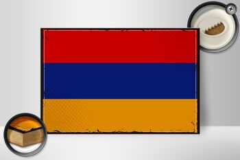 Panneau en bois drapeau Arménie 30x20cm Drapeau rétro de l'Arménie 2