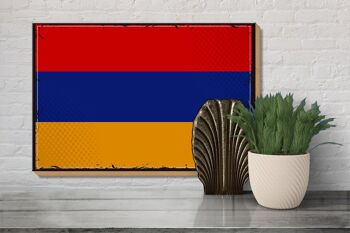 Panneau en bois drapeau Arménie 30x20cm Drapeau rétro de l'Arménie 3