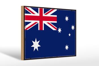 Drapeau en bois Australie 30x20cm Drapeau rétro Australie 1