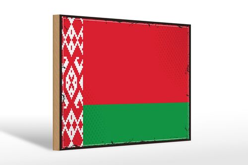 Holzschild Flagge Weißrussland 30x20cm Retro Flag Belarus