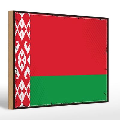 Letrero de madera Bandera Bielorrusia 30x20cm Bandera Retro Bielorrusia