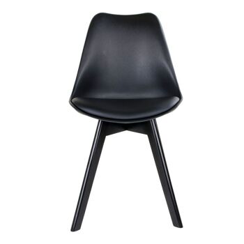 Viborg Dining Chair - Chaise en noir avec pieds en bois noir 1