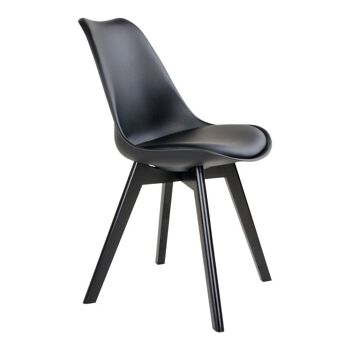 Viborg Dining Chair - Chaise en noir avec pieds en bois noir 2