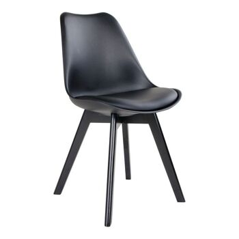 Viborg Dining Chair - Chaise en noir avec pieds en bois noir 4