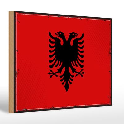 Cartello in legno bandiera dell'Albania 30x20 cm Bandiera retrò dell'Albania