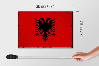 Panneau en bois drapeau de l'Albanie 30x20cm, drapeau rétro de l'albanie 4
