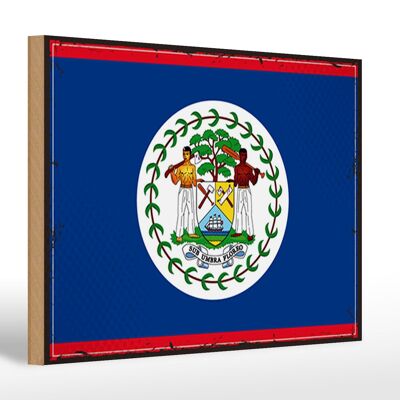Cartello in legno bandiera del Belize 30x20 cm Bandiera retrò del Belize